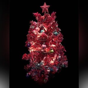 Pink Tabletop Christmas Tree With Decorations